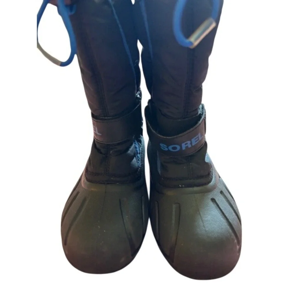 Sorel Flurry Kids Snow Boots Black Blue Waterproof Size 13 Winter Outdoors